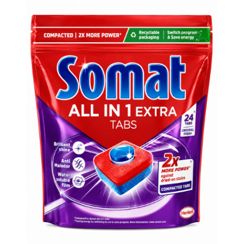 Таблетки для посудомийної машини Somat All in 1 Extra Original Fresh, 24 шт.